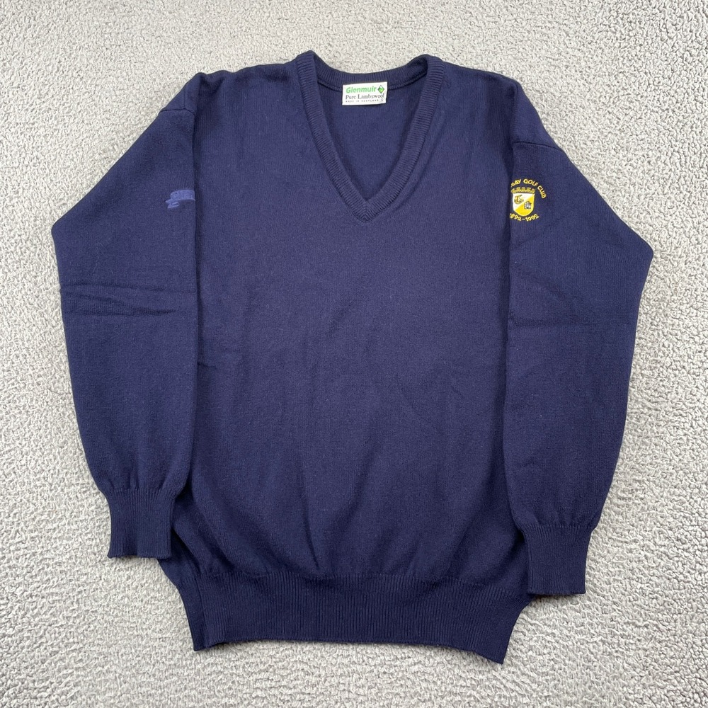 Glenmuir Sweater Mens L Navy Rothesay Golf Club Lambswool V-Neck Scotland